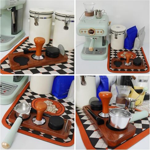 Espresso Machine Accessories,5pcs Espresso Tamper Kit,51mm Espresso Coffee Tamper Tools Set,Sapele Wood Espresso Tamping Station with Tamper,Double-headed Brush,Coffee Leveler and Puck Screen in Saudi Arabia