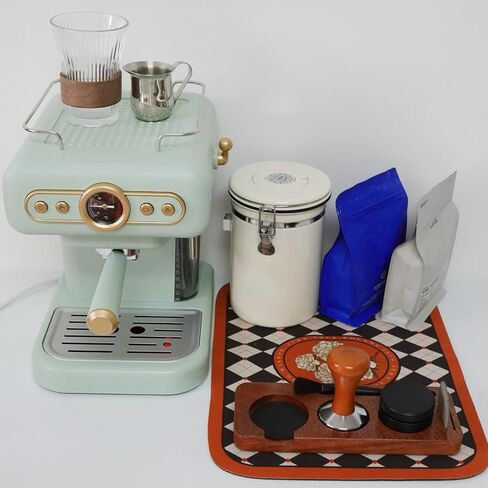 Espresso Machine Accessories,5pcs Espresso Tamper Kit,51mm Espresso Coffee Tamper Tools Set,Sapele Wood Espresso Tamping Station with Tamper,Double-headed Brush,Coffee Leveler and Puck Screen in Saudi Arabia