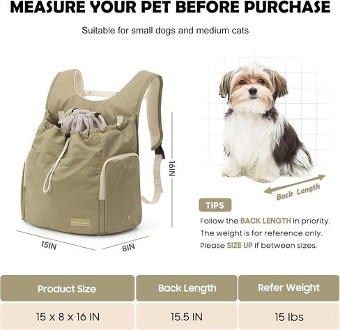 Dog Front Carrier Backpack, Adjustable Pet Dog Carrier Backpack Ventilated Mesh Dog Travel Backpack with Zippered Side Windows for Traveling Hiking for Small Medium Dogs Cats (Max 15 lbs) in Saudi Arabia