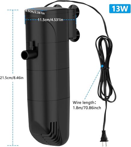 فلتر حوض سمك غاطس، 265 جيجا في الساعة، فلتر خزان الأسماك على 4 مراحل، تدفق هواء قابل للتعديل، فلتر داخلي قوي لخزان سعة 40-70 جالون مع دوران ترشيح الأكسجين (15 وات) in Kuwait