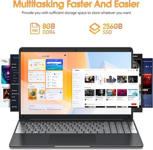 SGIN 15.6 Inch Laptop with 8GB DDR4 RAM+256GB SSD, Celeron Dual Core Processor, UHD Graphics 600, Mini HDMI, Webcam, Bluetooth 4.2, USB3.0, WiFi, Type-C in Kuwait