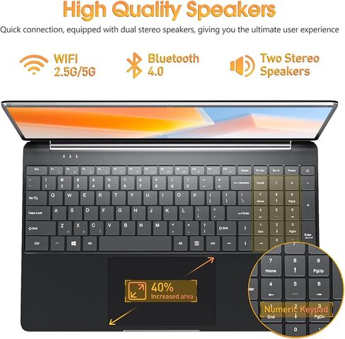 SGIN 15.6 Inch Laptop with 8GB DDR4 RAM+256GB SSD, Celeron Dual Core Processor, UHD Graphics 600, Mini HDMI, Webcam, Bluetooth 4.2, USB3.0, WiFi, Type-C in Kuwait