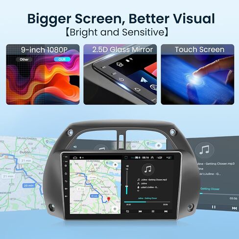 2G+64G لسيارة Toyota RAV4 2001-2006 ستيريو سيارة Android مع Carplay لاسلكي Android Auto، شاشة لمس 9 بوصة راديو سيارة بلوتوث يدعم نظام تحديد المواقع والملاحة WiFi HiFi Audio FM SWC USB + كاميرا احتياطية عالية الدقة in Saudi Arabia