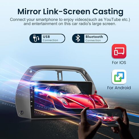 2G+64G لسيارة Toyota RAV4 2001-2006 ستيريو سيارة Android مع Carplay لاسلكي Android Auto، شاشة لمس 9 بوصة راديو سيارة بلوتوث يدعم نظام تحديد المواقع والملاحة WiFi HiFi Audio FM SWC USB + كاميرا احتياطية عالية الدقة in Saudi Arabia