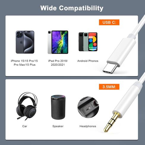 iPhone Aux Cord for Car, 2 Pack [Apple MFi Certified] Lightning to 3.5 mm AUX Audio Nylon Braided Cable Cord to Car Home Stereo/Speaker/Headphone for iPhone 14 13 12 11 Pro Max XS XR X 8, 3.3ft White in Saudi Arabia