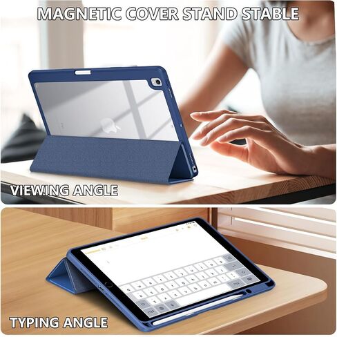 حافظة متوافقة مع iPad 9 8 7 Generation 10.2 Inch 2021 2020 2019، iPad Air 3 Generation 10.5 2019، iPad Pro 10.5 2017 Tablet، غطاء مضاد للتصادم مع تنبيه/غفو تلقائي، أزرق داكن in Kuwait