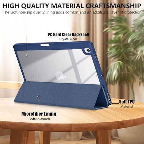 حافظة متوافقة مع iPad 9 8 7 Generation 10.2 Inch 2021 2020 2019، iPad Air 3 Generation 10.5 2019، iPad Pro 10.5 2017 Tablet، غطاء مضاد للتصادم مع تنبيه/غفو تلقائي، أزرق داكن in Kuwait