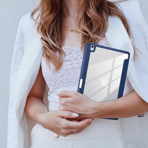 حافظة متوافقة مع iPad 9 8 7 Generation 10.2 Inch 2021 2020 2019، iPad Air 3 Generation 10.5 2019، iPad Pro 10.5 2017 Tablet، غطاء مضاد للتصادم مع تنبيه/غفو تلقائي، أزرق داكن in Kuwait