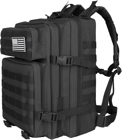 حقيبة ظهر تكتيكية صغيرة - حقيبة ظهر تكتيكية عسكرية 25L/35L/45L للرجال Molle Daypack حقيبة ظهر للمشي لمسافات طويلة لمدة 3 أيام مع حامل زجاجة 25L حقائب ظهر سوداء صغيرة in Saudi Arabia
