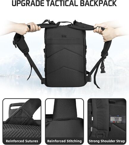 حقيبة ظهر تكتيكية صغيرة - حقيبة ظهر تكتيكية عسكرية 25L/35L/45L للرجال Molle Daypack حقيبة ظهر للمشي لمسافات طويلة لمدة 3 أيام مع حامل زجاجة 25L حقائب ظهر سوداء صغيرة in Saudi Arabia