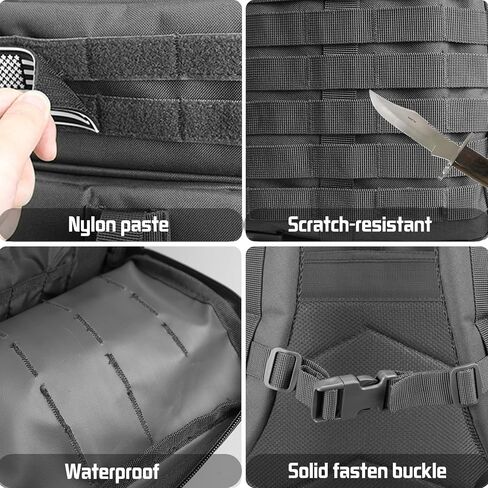 حقيبة ظهر تكتيكية صغيرة - حقيبة ظهر تكتيكية عسكرية 25L/35L/45L للرجال Molle Daypack حقيبة ظهر للمشي لمسافات طويلة لمدة 3 أيام مع حامل زجاجة 25L حقائب ظهر سوداء صغيرة in Saudi Arabia