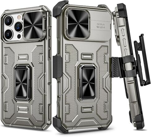 VEGO for iPhone 16 Pro Max Case with Belt Clip Holster and Kickstand Black in Saudi Arabia