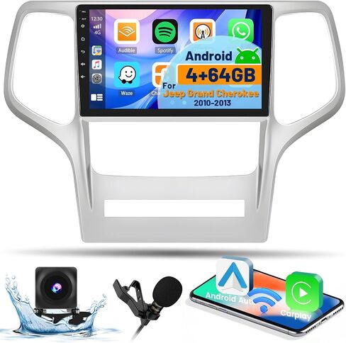 8-Core 4+64G Android Car Stereo Screen for Jeep Grand Cherokee 2010-2013 Radio Upgrade, 9'' Touch Screen with Wireless CarPlay Android Auto, Mirror Link, GPS Navigation, AHD Backup Camera in Saudi Arabia