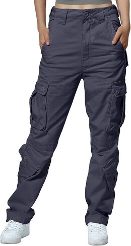 مطابقة السراويل البضائع النسائية، السراويل المشي لمسافات طويلة السراويل الفضفاضة العمل عارضة مع 8 جيوب in Kuwait