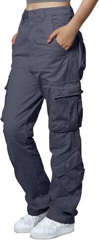 مطابقة السراويل البضائع النسائية، السراويل المشي لمسافات طويلة السراويل الفضفاضة العمل عارضة مع 8 جيوب in Kuwait