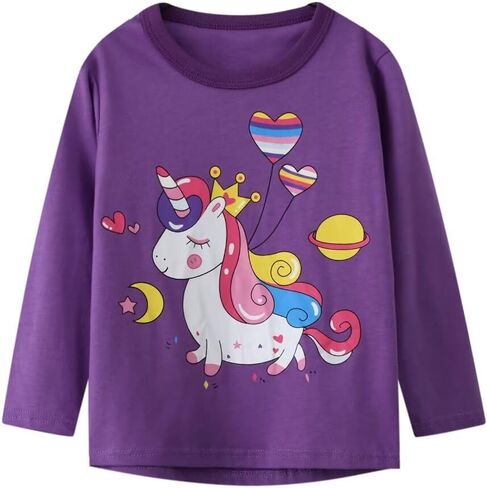 MSSMART Toddler Girl Long Sleeve T-Shirts Kids Cotton Fall Top Crewneck Clothes 2-7 Years in Kuwait