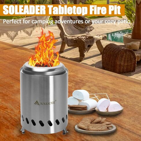 SOLEADER Portable Wood Burning Camp Stoves - Stainless Steel Compact Gasifier Stove - Twig Stove For Camping, Hiking, Picnic, BBQ, Backpacking The 3rd Generation in Kuwait
