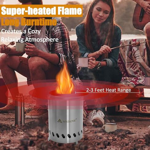 SOLEADER Portable Wood Burning Camp Stoves - Stainless Steel Compact Gasifier Stove - Twig Stove For Camping, Hiking, Picnic, BBQ, Backpacking The 3rd Generation in Kuwait