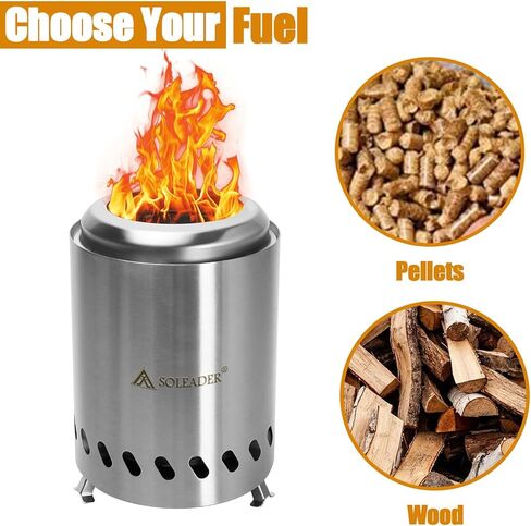SOLEADER Portable Wood Burning Camp Stoves - Stainless Steel Compact Gasifier Stove - Twig Stove For Camping, Hiking, Picnic, BBQ, Backpacking The 3rd Generation in Kuwait