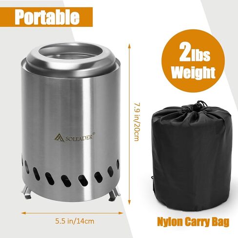 SOLEADER Portable Wood Burning Camp Stoves - Stainless Steel Compact Gasifier Stove - Twig Stove For Camping, Hiking, Picnic, BBQ, Backpacking The 3rd Generation in Kuwait