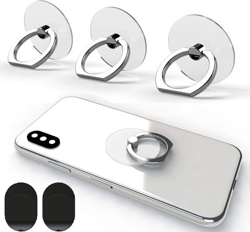 Transparent Phone Ring Holder Grip Tomorotec 360 Degree Free Rotation, Clear Cell Phone Finger Ring Kick-Stand Compatible with iPhone 14 13 12 X Plus, Galaxy S23 S22 Edge (Black) in Saudi Arabia