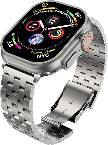 Titanium Ultra/Ultra 2 Band Compatible with Apple Watch for Men 49mm 46mm 45mm 44mm 42mm, Adjustable for iWatch Ultra Band Series 10/9/8/7/6/5/4/3/2/1/SE (TI-Titanium03) in Saudi Arabia