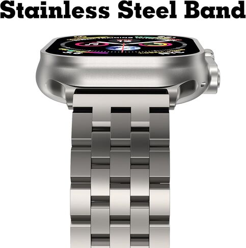 Titanium Ultra/Ultra 2 Band Compatible with Apple Watch for Men 49mm 46mm 45mm 44mm 42mm, Adjustable for iWatch Ultra Band Series 10/9/8/7/6/5/4/3/2/1/SE (TI-Titanium03) in Saudi Arabia