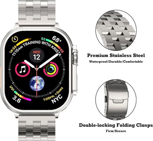 Titanium Ultra/Ultra 2 Band Compatible with Apple Watch for Men 49mm 46mm 45mm 44mm 42mm, Adjustable for iWatch Ultra Band Series 10/9/8/7/6/5/4/3/2/1/SE (TI-Titanium03) in Saudi Arabia