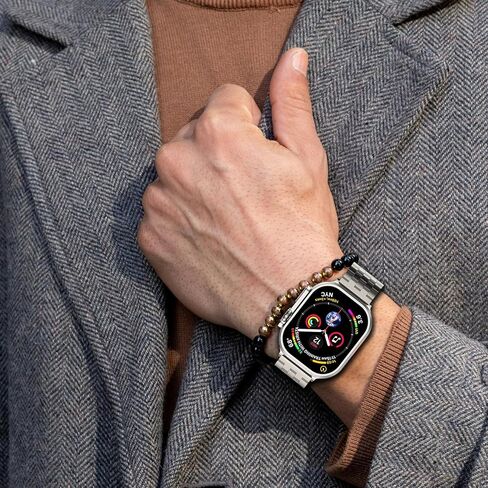 Titanium Ultra/Ultra 2 Band Compatible with Apple Watch for Men 49mm 46mm 45mm 44mm 42mm, Adjustable for iWatch Ultra Band Series 10/9/8/7/6/5/4/3/2/1/SE (TI-Titanium03) in Saudi Arabia