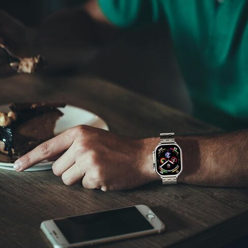 Titanium Ultra/Ultra 2 Band Compatible with Apple Watch for Men 49mm 46mm 45mm 44mm 42mm, Adjustable for iWatch Ultra Band Series 10/9/8/7/6/5/4/3/2/1/SE (TI-Titanium03) in Saudi Arabia