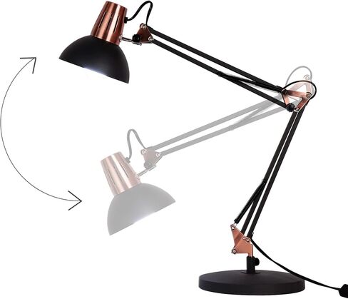 FIRVRE Metal Desk Lamp Adjustable Goose Neck Architect Table Lamp Sandy Black Tall Reading Light Swing Arm Desk Lamp with Clamp Eye-Caring for Bedroom Bedside Study Home Office Library Workplace in Kuwait