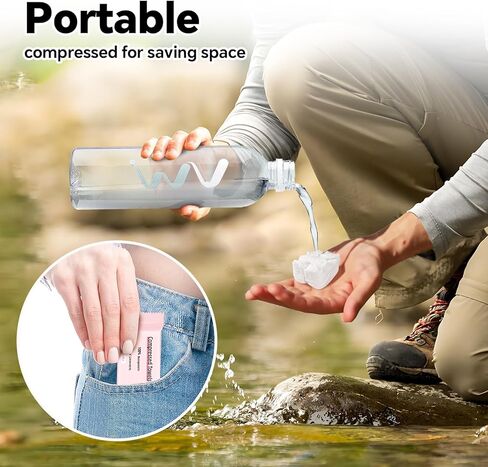 Compressed Towel Tablets Large Size, 23.6 x 11.8 inch 6 Pcs Disposable Portable Towel Individually Packed Coin Tissue for Travel, Camping, Hiking, Sport, Beauty Salon and Other Outdoor Activities in Kuwait