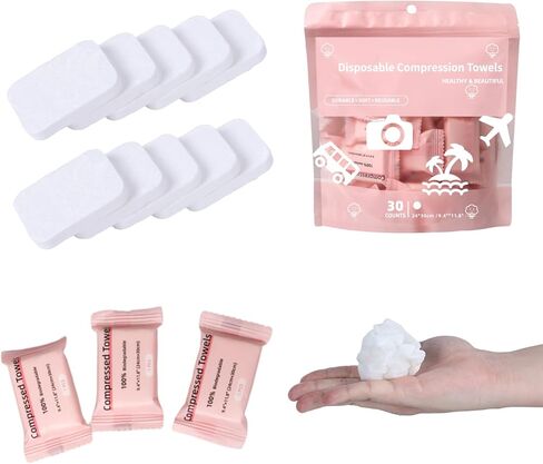 Compressed Towel Tablets Large Size, 23.6 x 11.8 inch 6 Pcs Disposable Portable Towel Individually Packed Coin Tissue for Travel, Camping, Hiking, Sport, Beauty Salon and Other Outdoor Activities in Kuwait