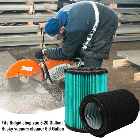 عبوتان من مرشح vf4000 لـ Ridgid Shop Vac 5-20 جالون رطب/جاف، مناسب أيضًا لمكنسة Husky 6-9 جالون، مع 4x كم إسفنجي in Kuwait