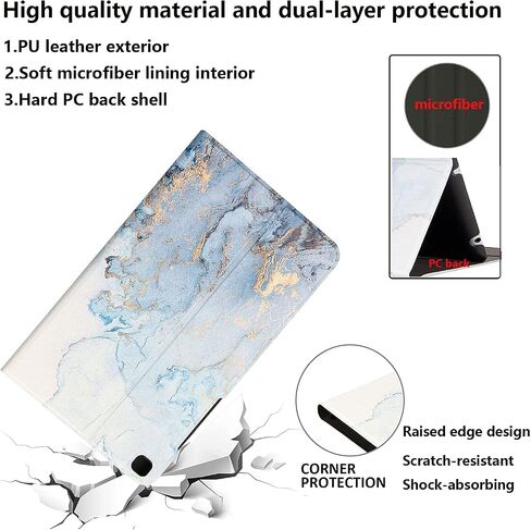 for Samsung Galaxy Tab A 8.0 inch 2019 Case (SM-T290/ SM-T295/T297) Ultra Thin Lightweight Trifold Stand Multi-Angle Viewing Folio Cover PU Leather Hard Back Shockproof Shell, Gold Marble in Saudi Arabia
