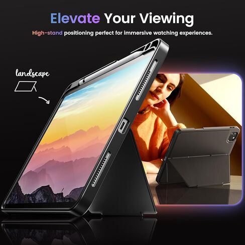 INFILAND Case for iPad Pro 11 Inch, iPad Air 6th Generation 11 inch, iPad Air 5th / 4th Generation 10.9 Inch with Pencil Holder, Flexible Kickstand, Slim Rugged Protective Case, Grey in Kuwait