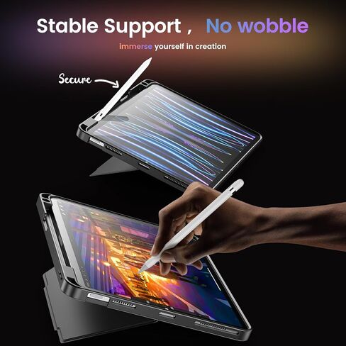 INFILAND Case for iPad Pro 11 Inch, iPad Air 6th Generation 11 inch, iPad Air 5th / 4th Generation 10.9 Inch with Pencil Holder, Flexible Kickstand, Slim Rugged Protective Case, Grey in Kuwait