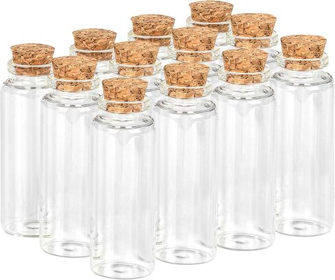 12PCS Mini Glass Bottle with Wood Cork Stoppers,30ml DIY Decoration Glass Jars for Halloween Decorations,Wedding Party Favors in Saudi Arabia