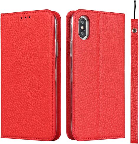 جراب جلدي لهاتف iPhone 15، جراب محفظة iPhone 15 مع حامل بطاقة قابل للطي وغطاء من الجلد الأصلي مع فتحات لبطاقة الائتمان للرجال والنساء - جراب هاتف أزرق سماوي in Kuwait