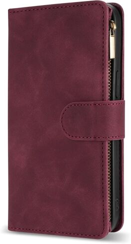 ZZXX for Google Pixel 7 Pro Case Wallet with RFID Blocking Card Slot Premium PU Leather Zipper Flip Folio Wallet with Wrist Strap Kickstand Protective for Google 7 Pro Wallet Case(Wine Red 6.7 Inch) in Saudi Arabia