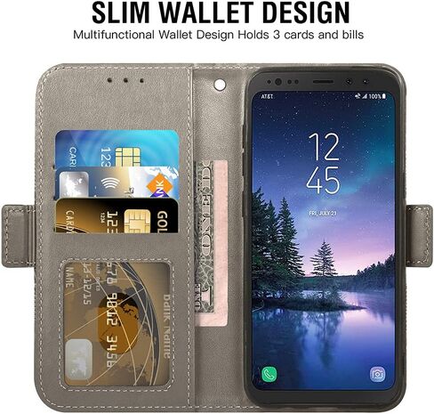Asuwish متوافق مع حافظة محفظة Samsung Galaxy S8 Active وواقي شاشة من الزجاج المقسى وغطاء قلاب وحامل بطاقة الائتمان وحافظات الهاتف الخلوي لهاتف Glaxay S8Active 8s S 8 8Active G892A للنساء والرجال باللون الرمادي in Saudi Arabia