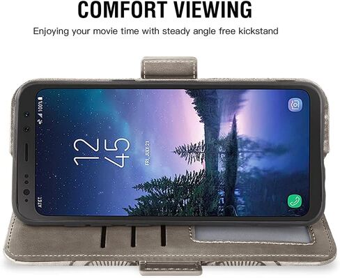 Asuwish متوافق مع حافظة محفظة Samsung Galaxy S8 Active وواقي شاشة من الزجاج المقسى وغطاء قلاب وحامل بطاقة الائتمان وحافظات الهاتف الخلوي لهاتف Glaxay S8Active 8s S 8 8Active G892A للنساء والرجال باللون الرمادي in Saudi Arabia