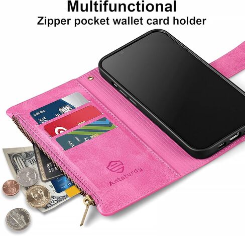 Antsturdy Compatible with Samsung Galaxy A11 Wallet case with Card Holder for Women Men Phone case RFID Blocking PU Leather Flip Shockproof Cover with Strap Zipper Credit Card Slots,Purple in Kuwait