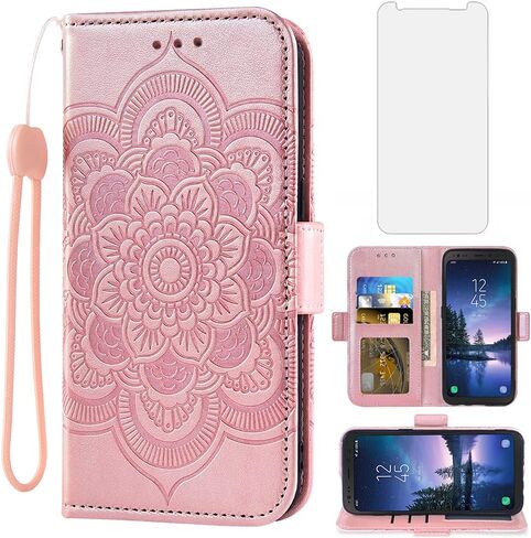 Asuwish متوافق مع حافظة محفظة Samsung Galaxy S8 Active وواقي شاشة من الزجاج المقسى وغطاء قلاب وحامل بطاقة الائتمان وحافظات الهاتف الخلوي لهاتف Glaxay S8Active 8s S 8 8Active G892A للنساء والرجال باللون الرمادي in Saudi Arabia
