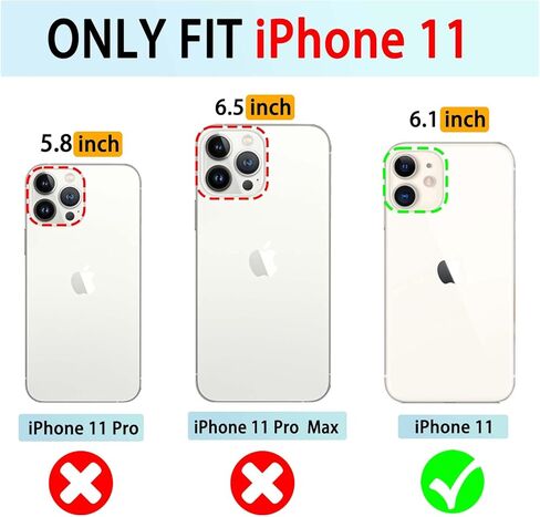 VANAVAGY Compatible for iPhone 11 Wallet Case for Women and Men,Leather Magnetic Clasp Flip Folio Phone Cover with Credit Card Holder and Coin Pocket,Black in Kuwait