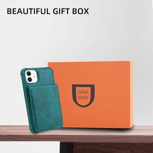 VANAVAGY Compatible for iPhone 11 Wallet Case for Women and Men,Leather Magnetic Clasp Flip Folio Phone Cover with Credit Card Holder and Coin Pocket,Black in Kuwait