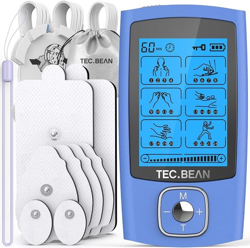 TEC.BEAN 24 Modes TENS Unit Muscle Stimulator, Rechargeable TENS Machine with 8 Electrode Pads (American Gel), Electric Pulse Massager for Pain Relief Therapy in Saudi Arabia