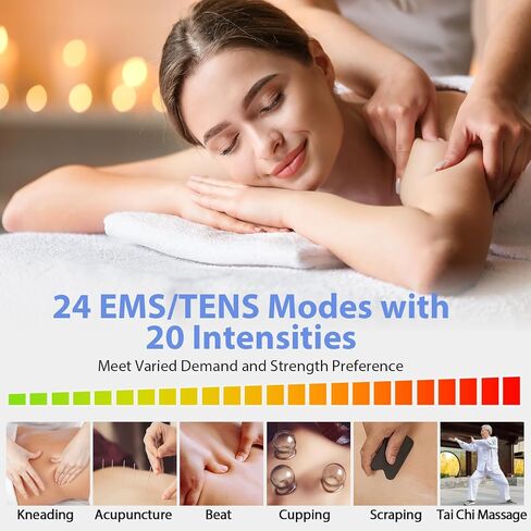 TEC.BEAN 24 Modes TENS Unit Muscle Stimulator, Rechargeable TENS Machine with 8 Electrode Pads (American Gel), Electric Pulse Massager for Pain Relief Therapy in Saudi Arabia