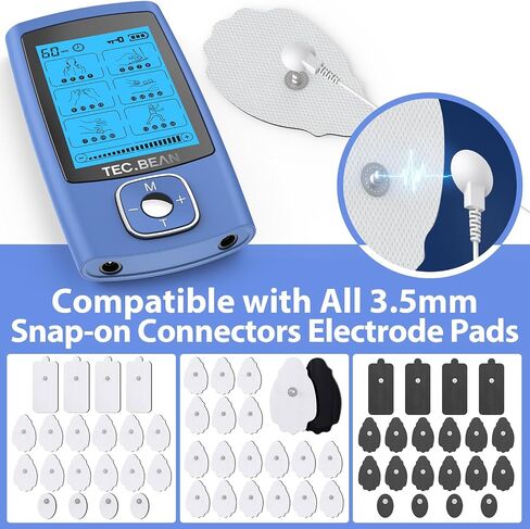 TEC.BEAN 24 Modes TENS Unit Muscle Stimulator, Rechargeable TENS Machine with 8 Electrode Pads (American Gel), Electric Pulse Massager for Pain Relief Therapy in Saudi Arabia