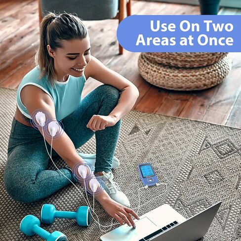 TEC.BEAN 24 Modes TENS Unit Muscle Stimulator, Rechargeable TENS Machine with 8 Electrode Pads (American Gel), Electric Pulse Massager for Pain Relief Therapy in Saudi Arabia